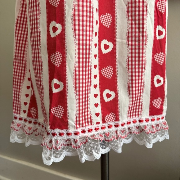 Vintage Handmade Cotton Heart Print Kitchen Apron - Picture 3 of 5